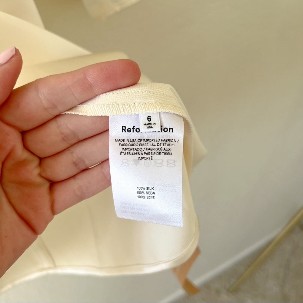 Reformation Rudi Silk Mini Dress Ivory 6 - Picture 8 of 8